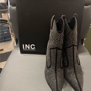 INC International Concepts Black and Silver Studded Ankle Boots